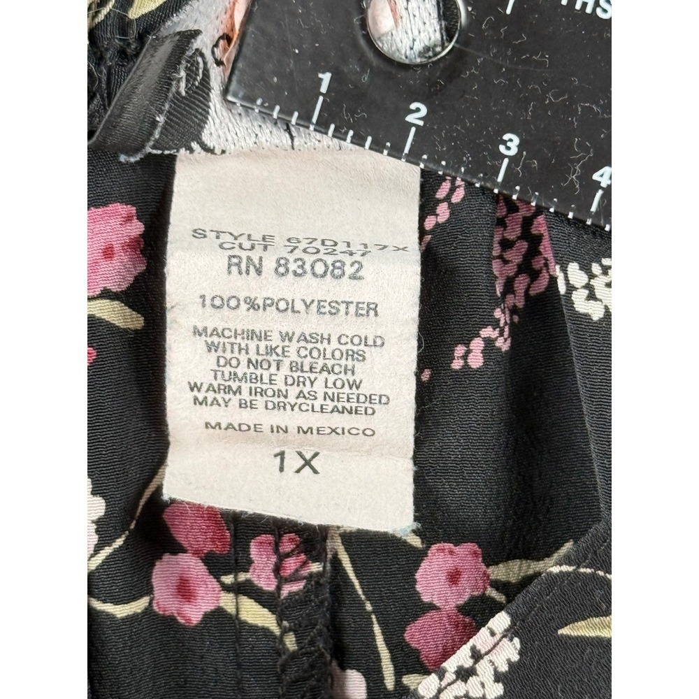 Option Too! Womens 1X Black Pink Floral Pleated Midi Skirt with Pockets 67D117X - Picture 3 of 7